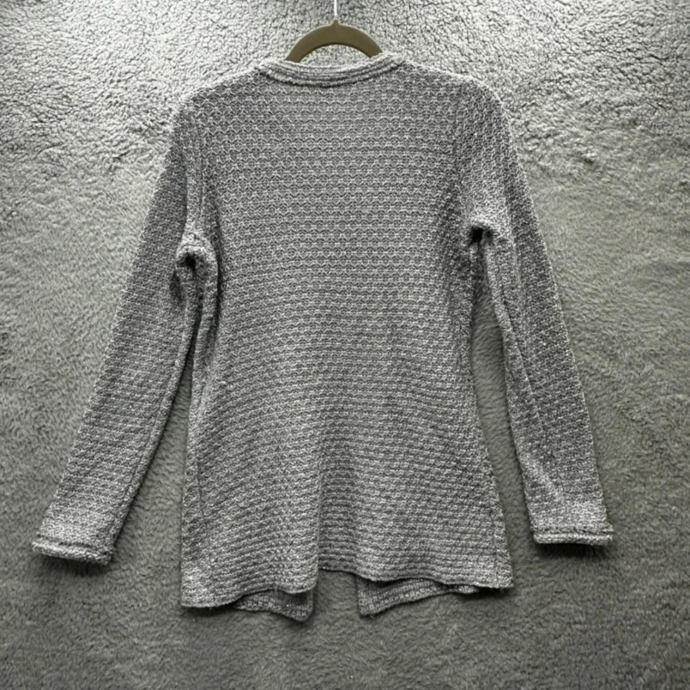 White House Black Market Women's Small Silver Metallic Fringe Knit Cardigan EUC